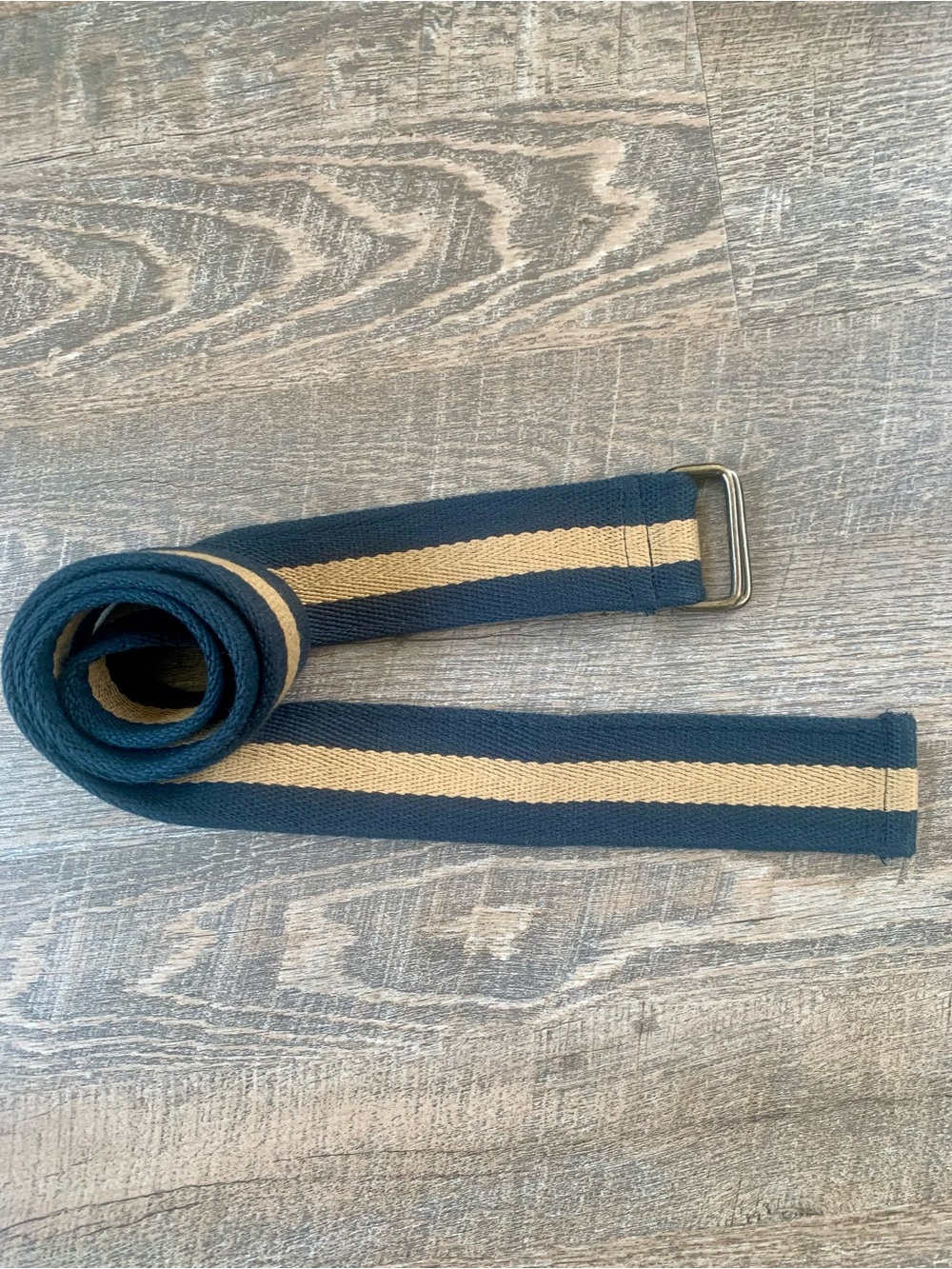 Men's Preppy Navy and Beige Webbing Belt - Casual Canvas Strap